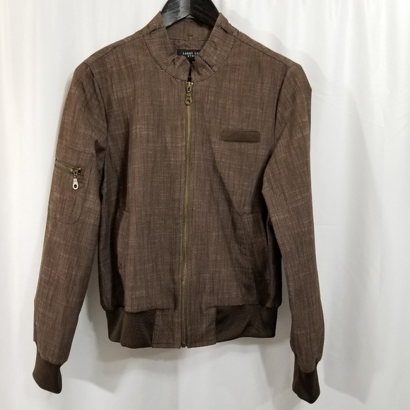 LARRY Levine Stretch brown lightweight zip up medium jacket with pockets - Picture 10 of 10